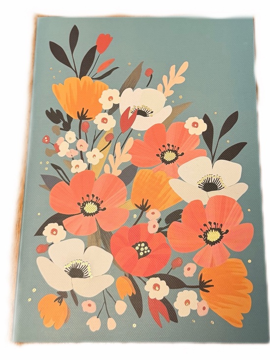 Other - Floral Art Print on Teal Background notebook